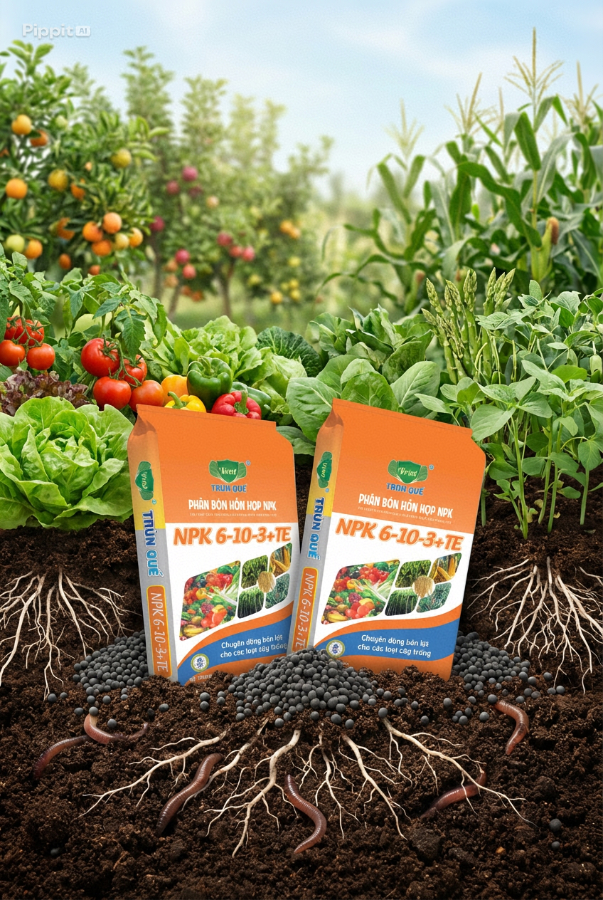 NPK 6-10-3+TE Vrat Trùn Quế