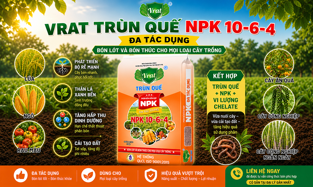 Nền dinh dưỡng đầu vụ: Vì sao nên chọn Trùn quế VRAT NPK 10-6-4?